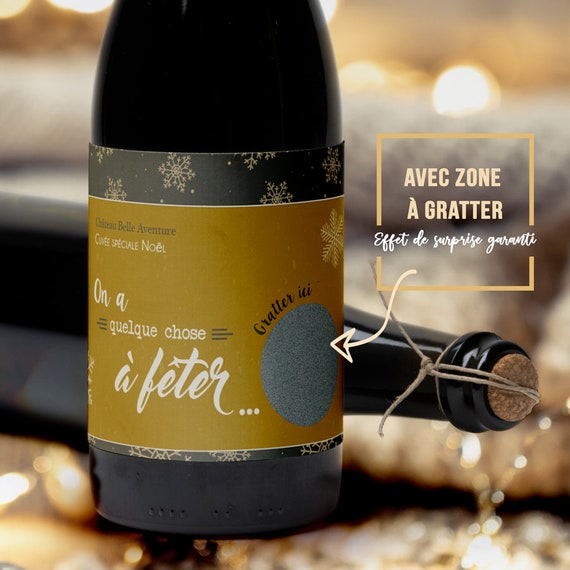 Étiquette bouteille de vin Noël Annonce de grossesse, demande parrain  marraine, bonne année, joyeux noël - Cuisine, Art de table/Étiquette  bouteille de vin - lamouettebleue