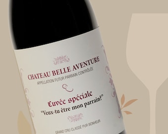 Demande parrain - Etiquette bouteille de vin parrain
