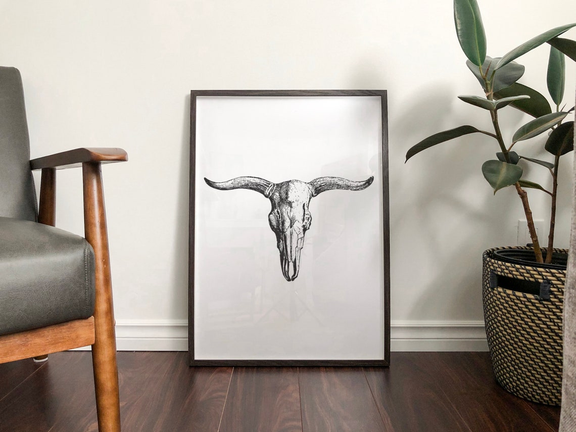 Printed Cow Skull Wall Art Print Wall Decor Printed Art Etsy