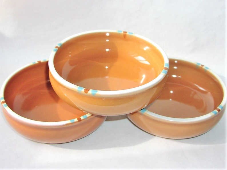 Terra Cotta Orange Color Clay ONE Original Dansk Mesa Terracotta Ceramic Small Soup Cereal Bowl Made in Japan Rust White Trim Design 6