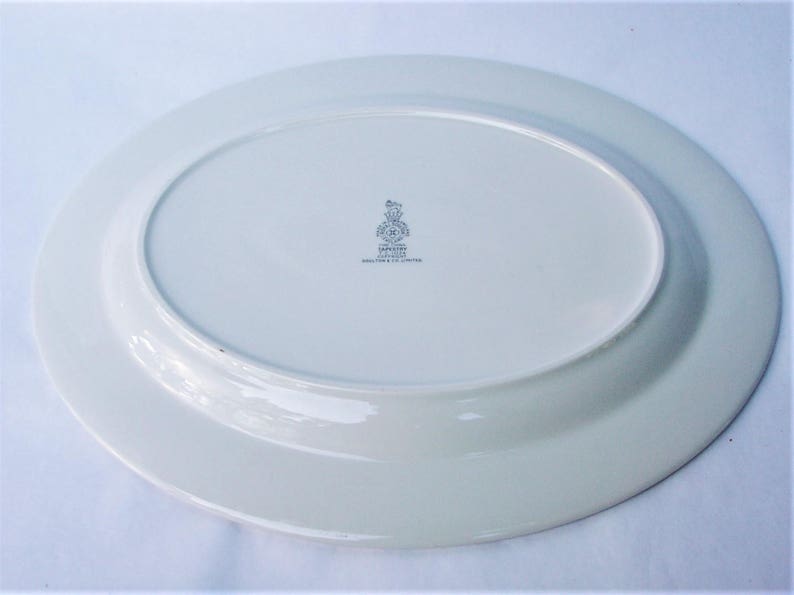 Flowers on Green Trim 1024 Fruit Made in England marked T.C Royal Doulton Tapestry 16 White Porcelain Ceramic Oval Serving Platter Plate