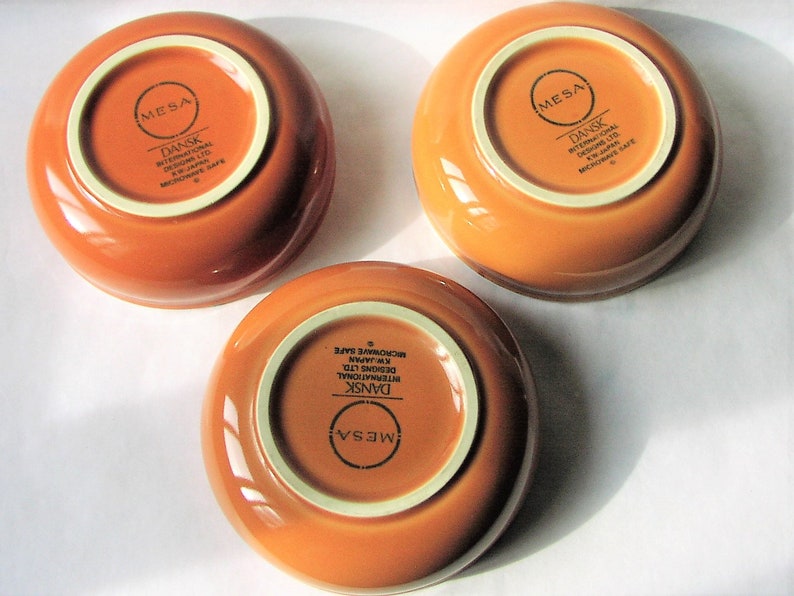 Terra Cotta Orange Color Clay ONE Original Dansk Mesa Terracotta Ceramic Small Soup Cereal Bowl Made in Japan Rust White Trim Design 6