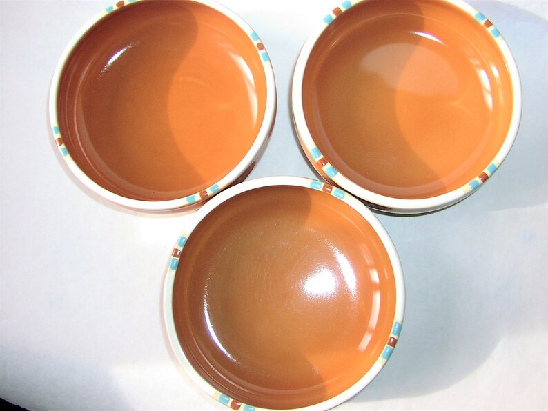 Terra Cotta Orange Color Clay ONE Original Dansk Mesa Terracotta Ceramic Small Soup Cereal Bowl Made in Japan Rust White Trim Design 6
