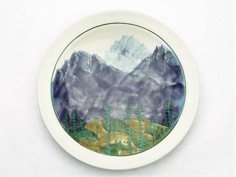 Purple Color Decor Handpainted Ceramic Decorative Plate Large Etsy