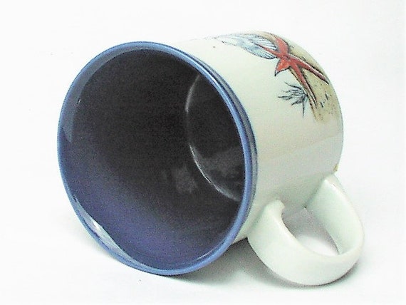 Shells and winter seaside colors hand painted coffee cup Shells and winter seaside colors hand painted coffee cup