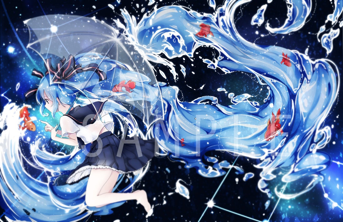 Flasche Miku Hatsune Miku 1x Kunstdruck Etsy