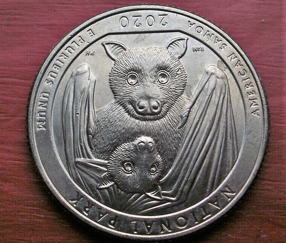 Bat Quarter Coin 2020 National Park of American Samoa Mama Bat Etsy