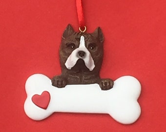 Personalized Pit Bull Dog Ornament, Personalized Dog Christmas Ornament, Pet Christmas Ornament, Dog Gift, Monogrammed Pit Bull Ornament