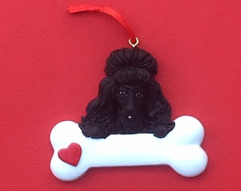 Personalized Poodle Ornament Black or White, Personalized Dog Christmas Ornament, Pet Christmas Ornament, Monogrammed Poodle Ornament