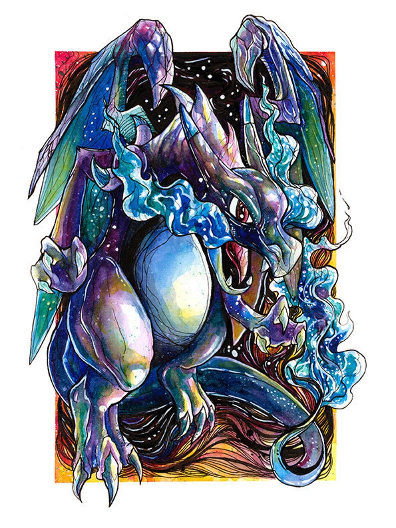 print mega charizard x etsy