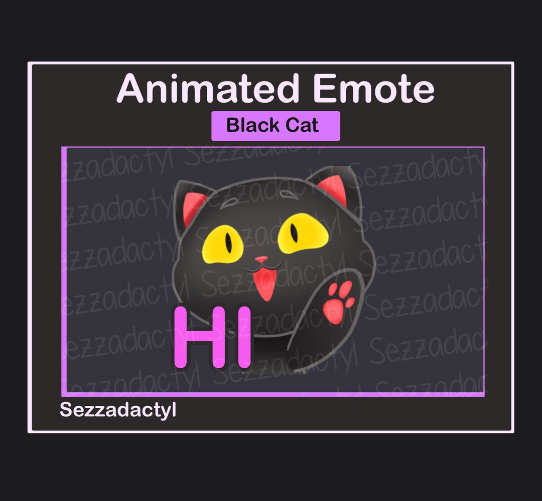 Black Cat Animated Hi Emote – Twitch, Discord, Kick - Etsy