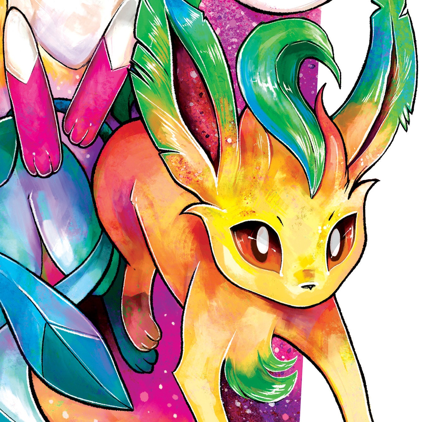 Eeveelutions Sylveon Glaceon und Leafeon Aquarell Druck Etsy