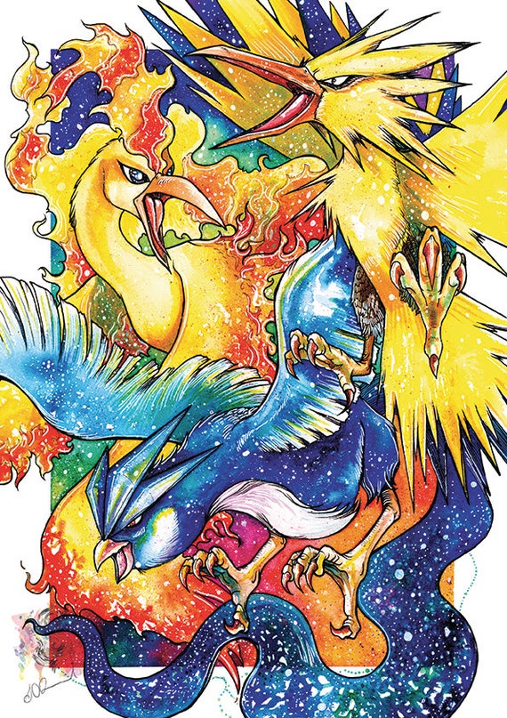 Articuno Zapdos and Moltres A5 Black and White Pokémon 