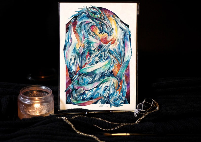 Print ~ Diamond Dragon ~ Original Gemstone Dragon