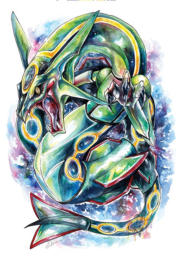 WERTQ Shiny Rayquaza Canvas Art Poster and Wall Art Picture Print