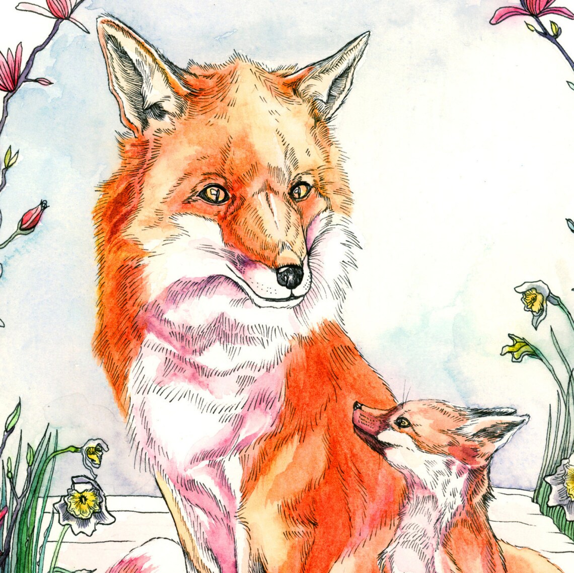 Red Foxes Print | Etsy