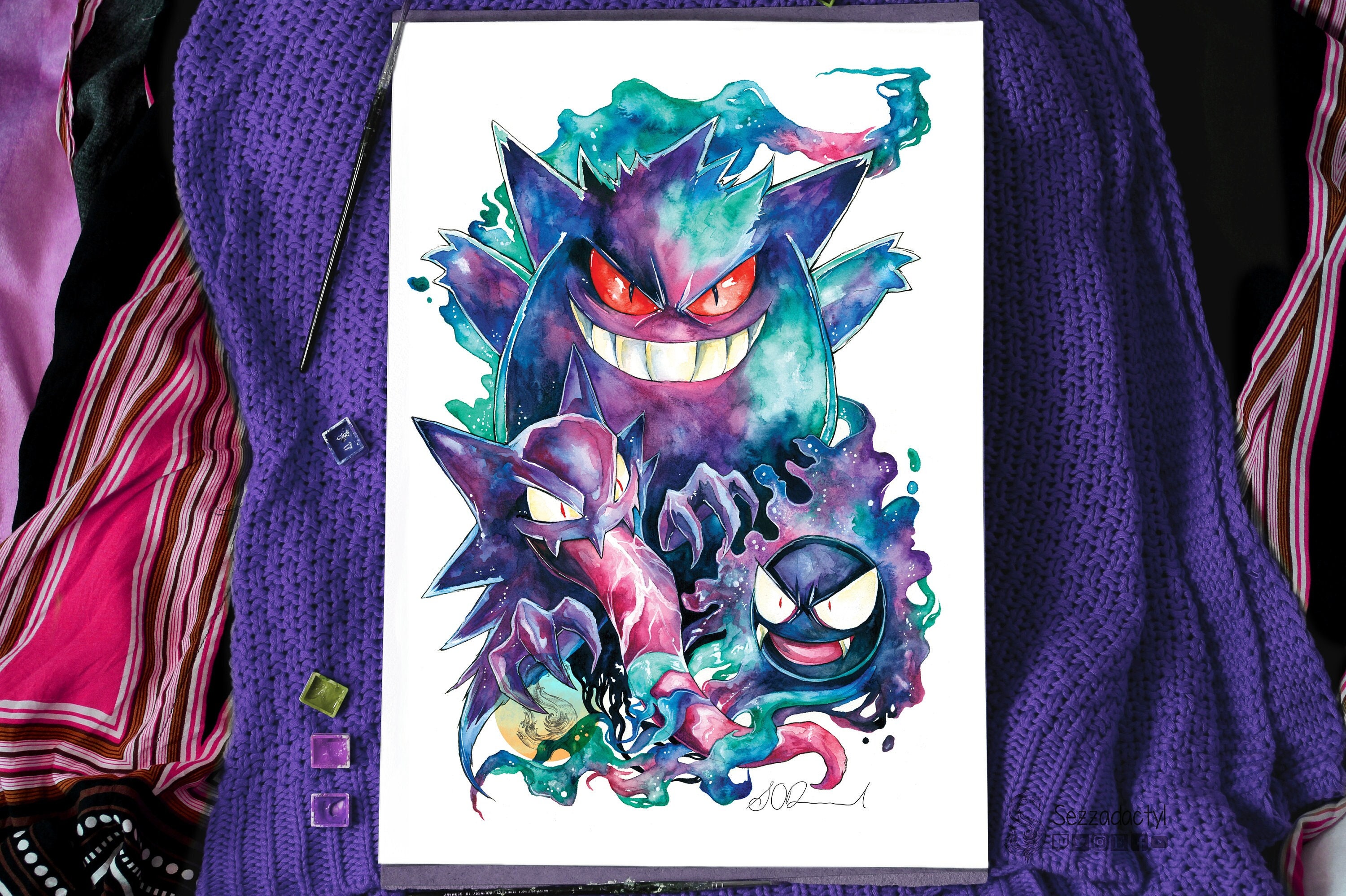 Mega Gengar Pokemon Watercolour A4 Print -  Canada