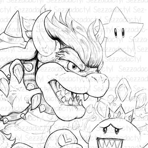 Colouring Page Super Mario Fanart A4/A3 Digital Download - Etsy