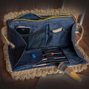 Large MakeUp Bag Organizer with Brush holder