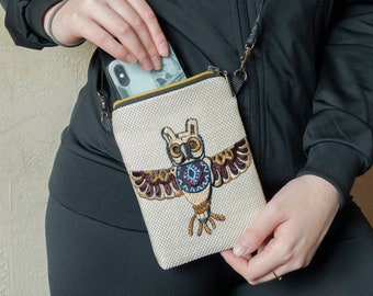 De telefoonbeurs van de uil met twee rits, Kleine dwarslichaamzak voor Vrouwen