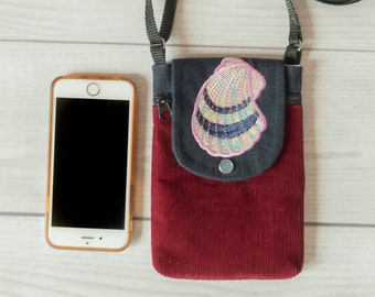 Cell phone purse Crossbody with a pocket, Small Iphone bag for Women, Nautical shell bag