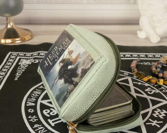 Turquoise Faux Suede Tarot Card Case with Zipper