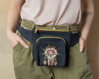 Hip purse Designer belt bag, Denim Fanny pack for women