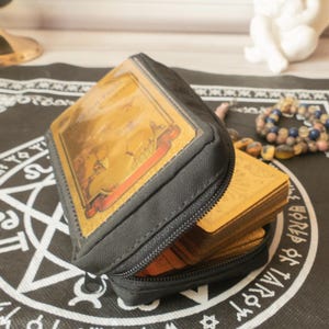Schwarze Tarot-Kartenhalter mit Reißverschluss, Geschenk für Tarot-Leser