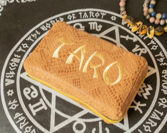 Brown Tarot Card Deck Holder with Zipper, Case for Tarot Cards