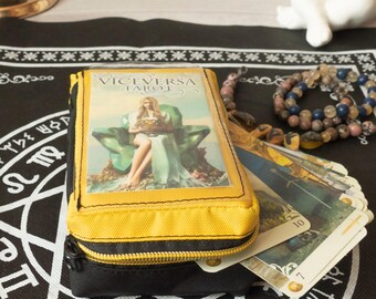 Black & Yellow Tarot Card Deck Holder, Waterproof Zipper Case