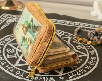 Brown Tarot Card Case with Zipper, Tarot Holder bag