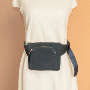 Denim Hip bag, Waist Fanny pack for women, Fabric belt purse image 2