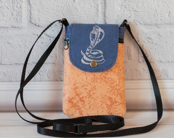 Cell phone purse Crossbody, Small Snake Iphone bag for Women, Faux Suede purse