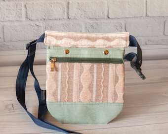 Turquoise Faux Suede Hip Bag, Chenille Flat Fanny Pack