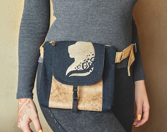Crossbody belt bag, Cell phone fanny pack for women, Designer Waist purse / Cougar, Plus size