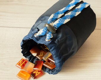 Blue Drawstring Pouch, Runes, Crystals, Dice Storage