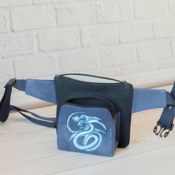 Dragon Fanny pack for Women, Faux Suede Hip belt bag, Denim Waist purse