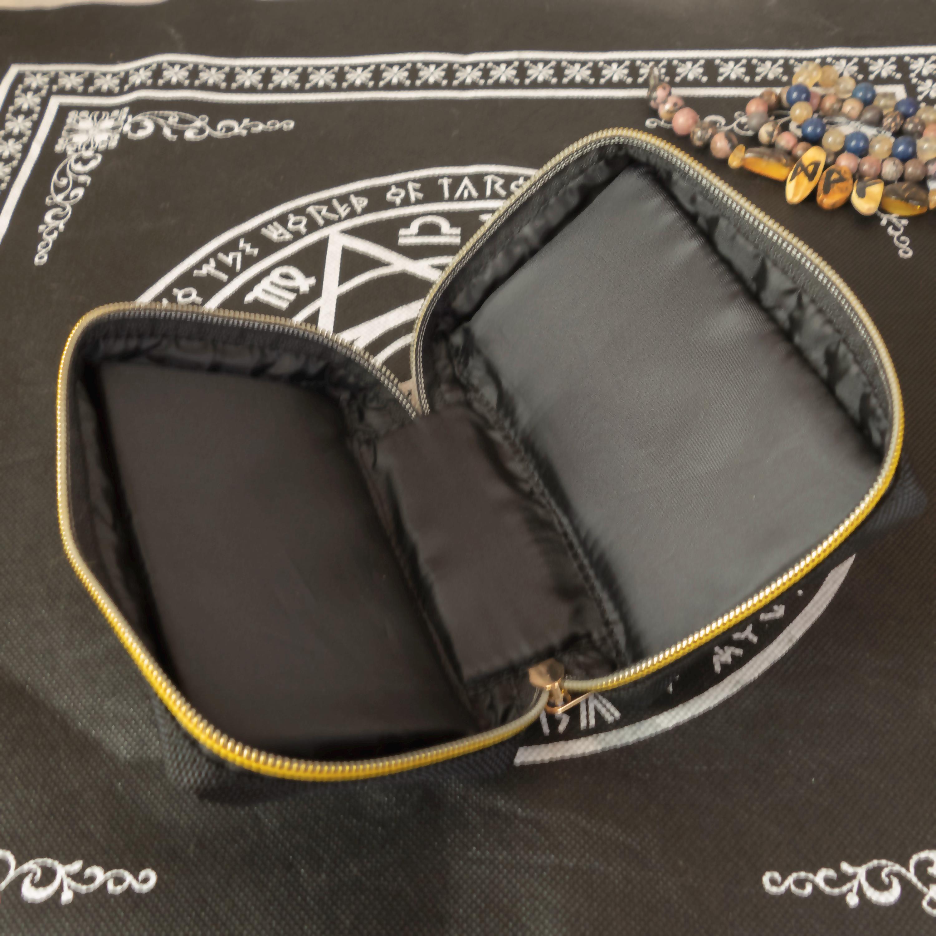 2 Tarot Buchhüllen Mit Reißverschluss – Samtene Schutzhüllen Für Reader & Notizbücher, 15,2x20,8 Cm, Sonne & Mond Design, In Schwarz