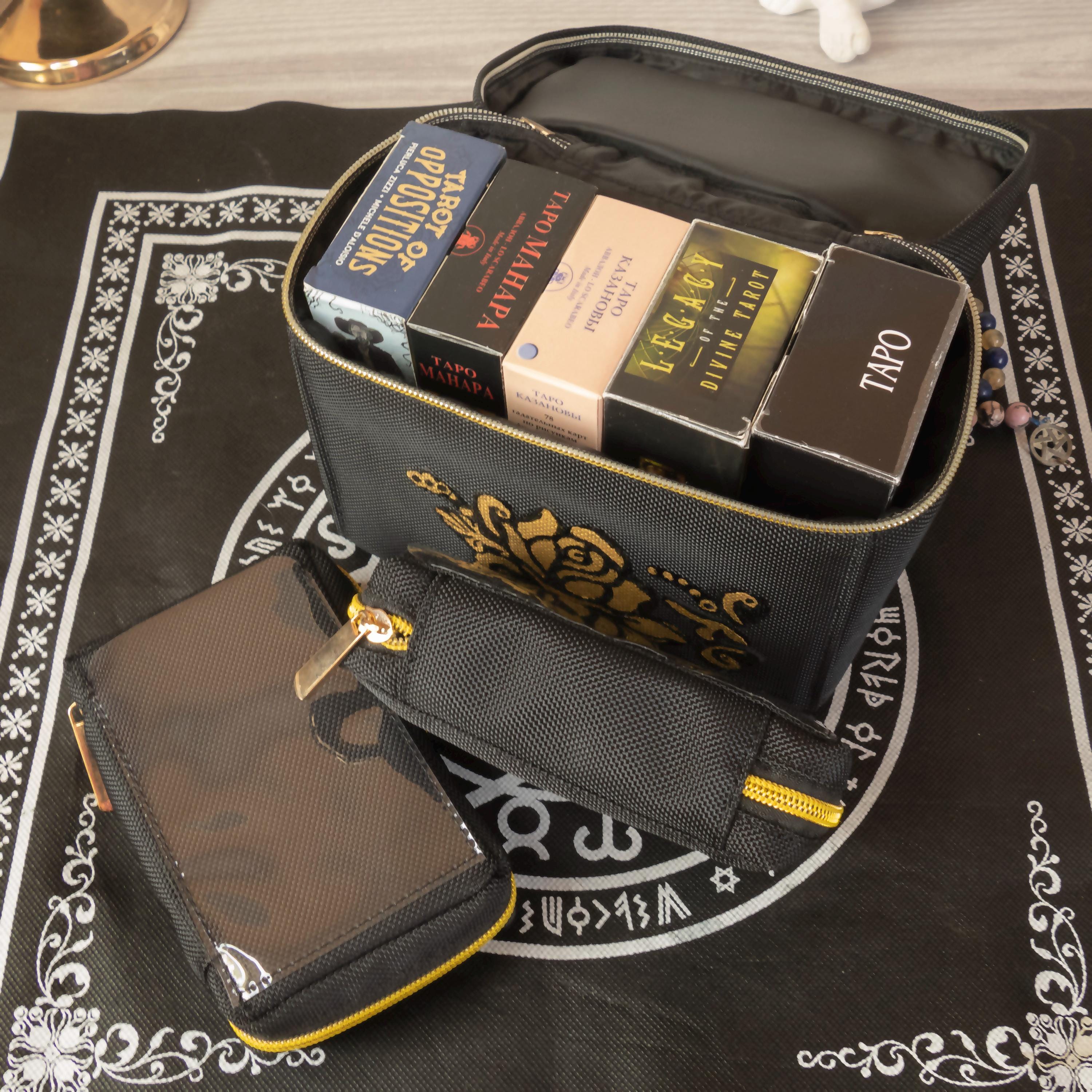 2 Tarot Buchhüllen Mit Reißverschluss – Samtene Schutzhüllen Für Reader & Notizbücher, 15,2x20,8 Cm, Sonne & Mond Design, In Schwarz