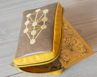 Tarot Card Deck Holder with Zipper, Yellow Waterproof Tarot Case