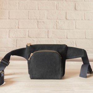 Denim Hip bag, Waist Fanny pack for women, Fabric belt purse image 3