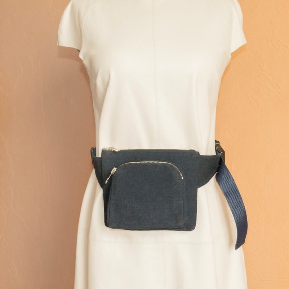 Denim Hip bag Waist Fanny pack for women Fabric belt purse | Etsy