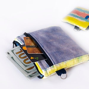 Porta-moedas em linho com bolso para cartão