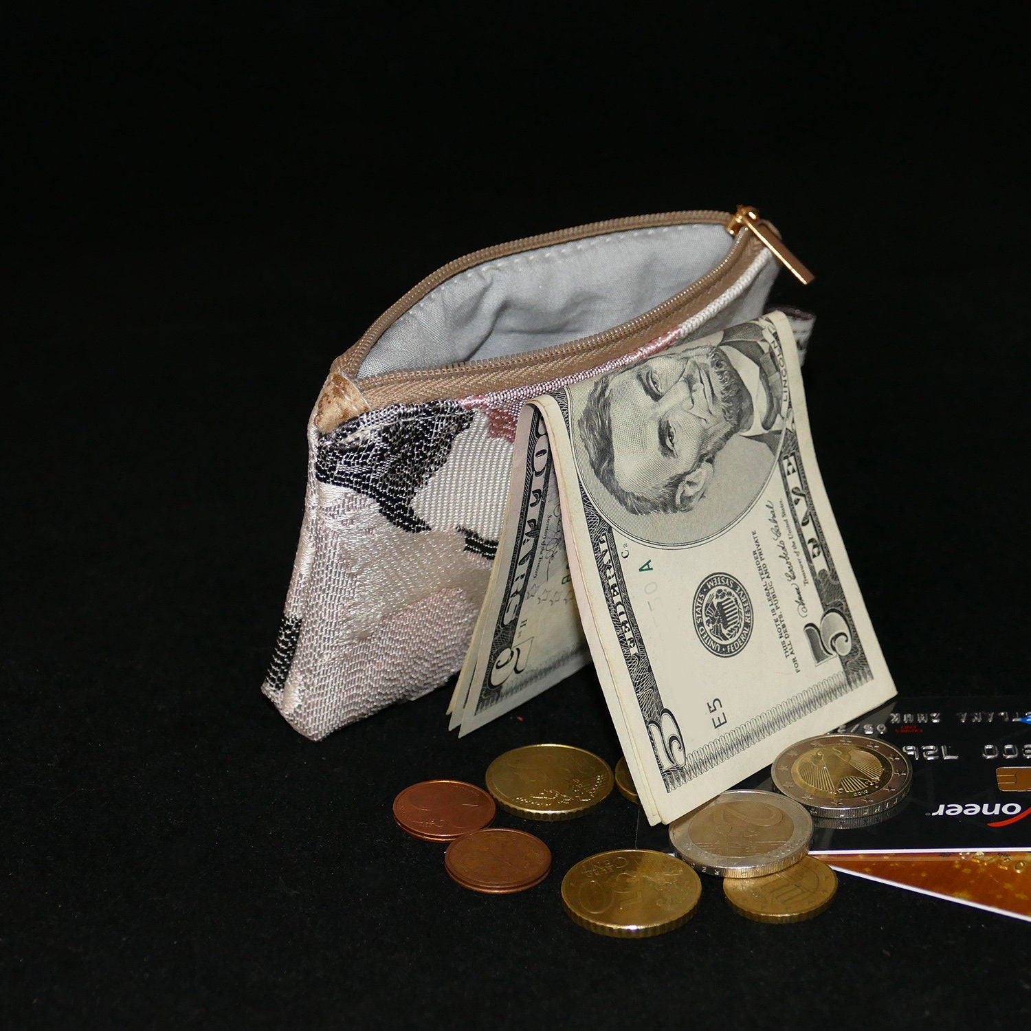 Zipper Coin Purse Fabric coin pouch Small change purse Etsy