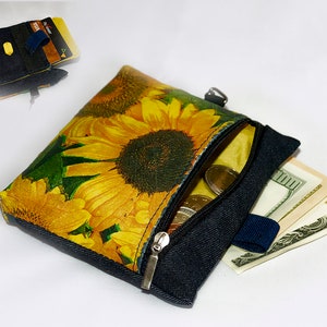Fermeture à glissière de sac à main de pièce de tournesol et poche de carte