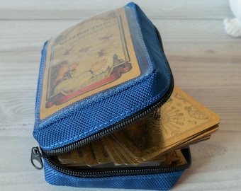 Blue Tarot Card Deck Holder with Zipper, Waterproof Case for Tarot