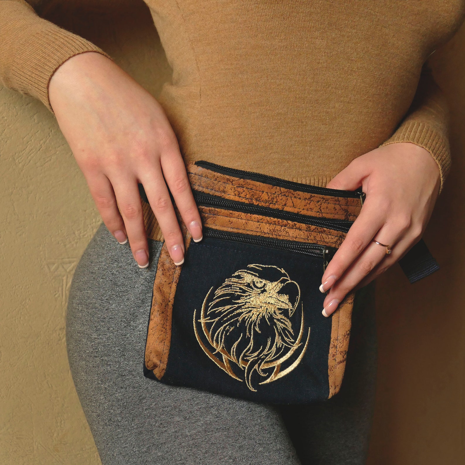 Eagle Fanny Pack With Three Zippers Fashion Hip Pouch Etsy UK