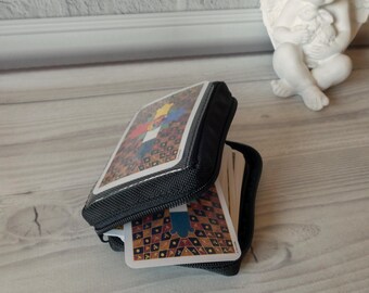 Black Oracle Card Deck Holder with Zipper, Case for a small deck of cards