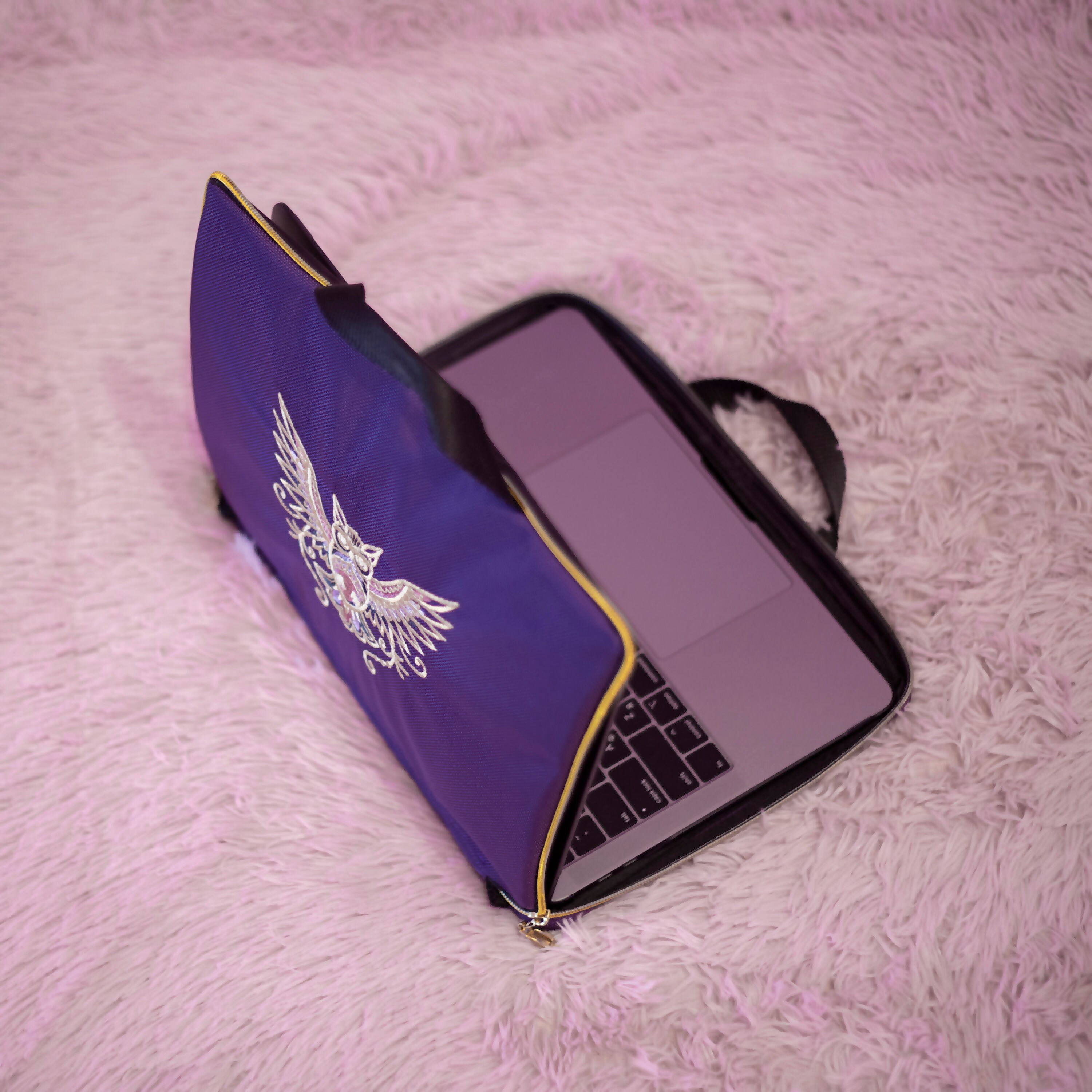 Purple Macbook Pro 13 Sleeve With Zipper Owl 13 Inch Laptop Etsy