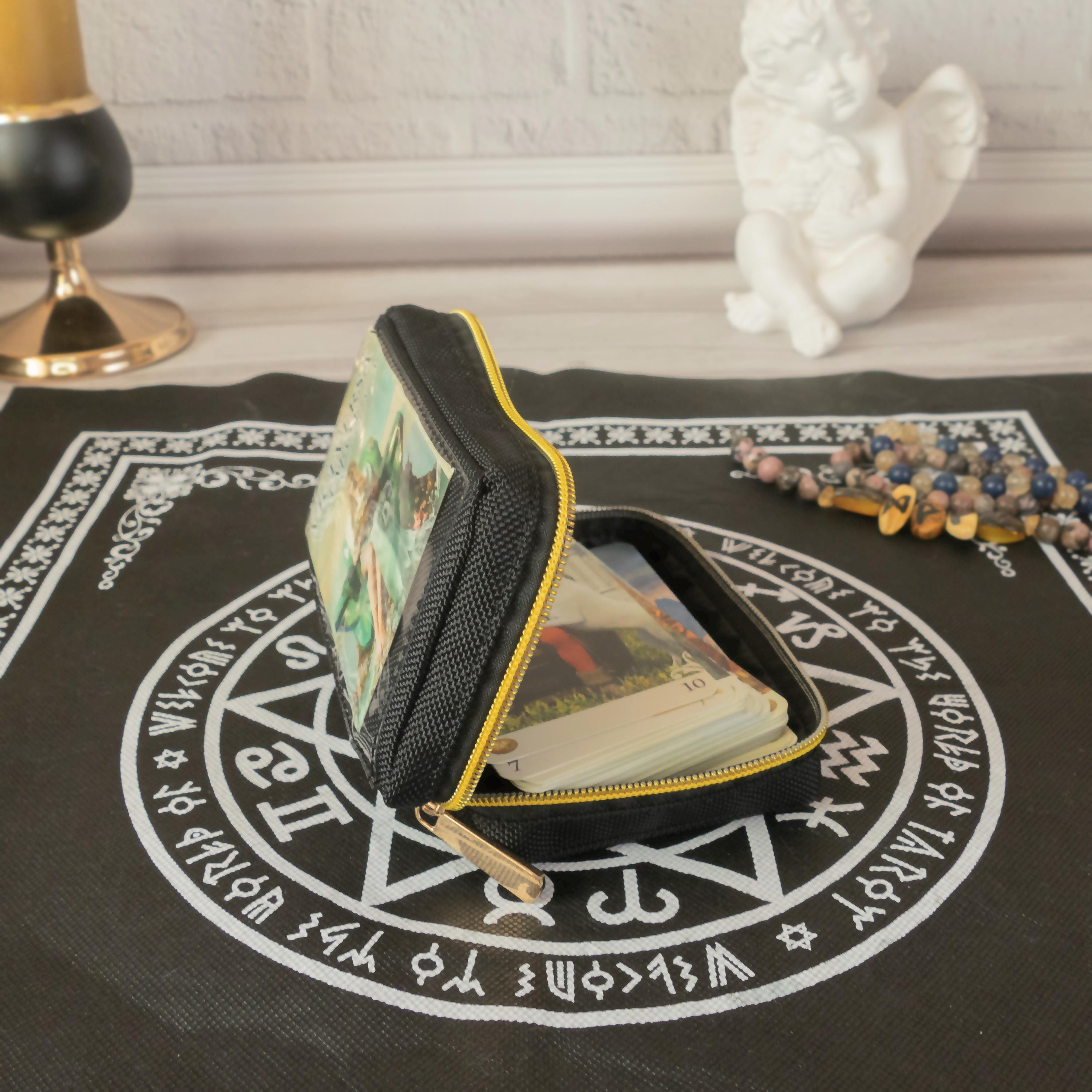 2 Tarot Buchhüllen Mit Reißverschluss – Samtene Schutzhüllen Für Reader & Notizbücher, 15,2x20,8 Cm, Sonne & Mond Design, In Schwarz